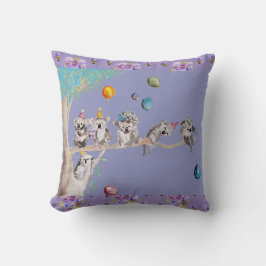 Koala Birthday Cute Koalas Barn Lila Cushion Kudde