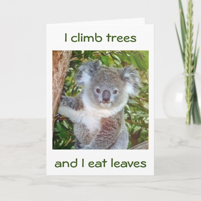 "KOALA BIRTHDAY GREETINGS" HAN ÄTER KASTA FÖR DIG KORT (Framsida)