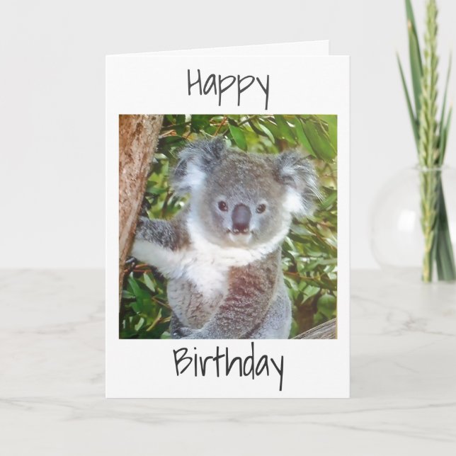 "KOALA BIRTHDAY GREETINGS" KORT (Framsida)