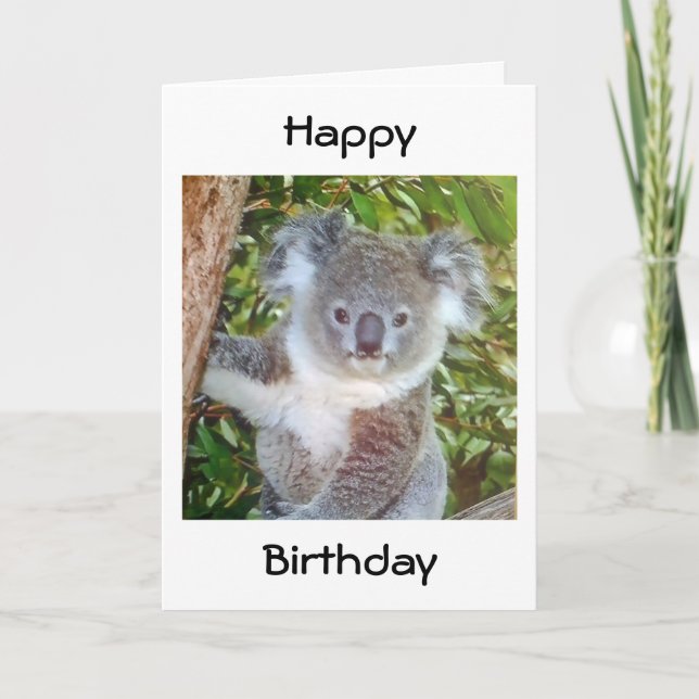"KOALA BIRTHDAY GREETINGS" KORT (Framsida)