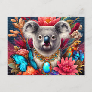 koala björn australiensiska blommor fjäril ai kons vykort