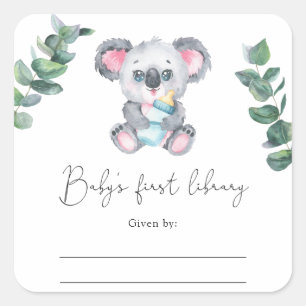 Koala Björn - Baby Shower bokmärke Fyrkantigt Klistermärke