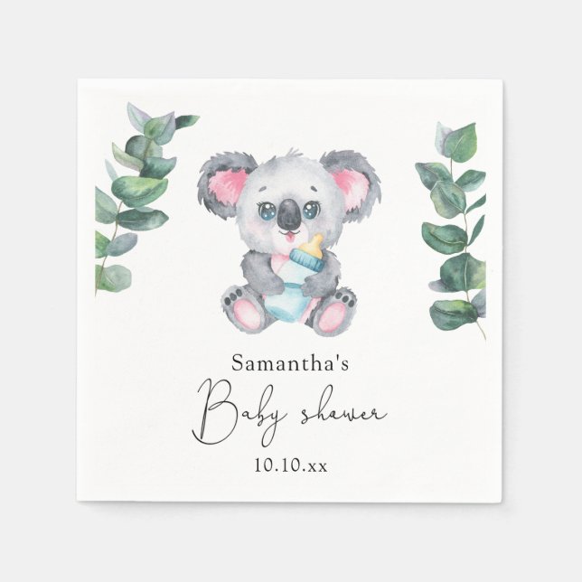 Koala Björn Baby Shower Pappersservett (Framsidan)