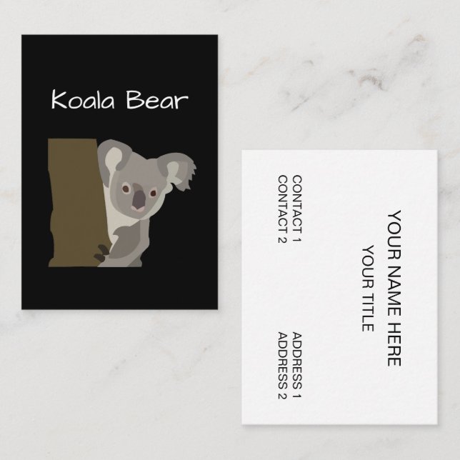 Koala Björn Djur Vilda Djur Visitkort (Fram/baksida)