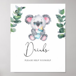 Koala Björn Drinks hjälp dig själv Poster