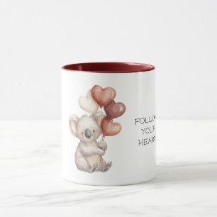 Koala Björn Följ ditt hjärta Röda ballonger Mugg