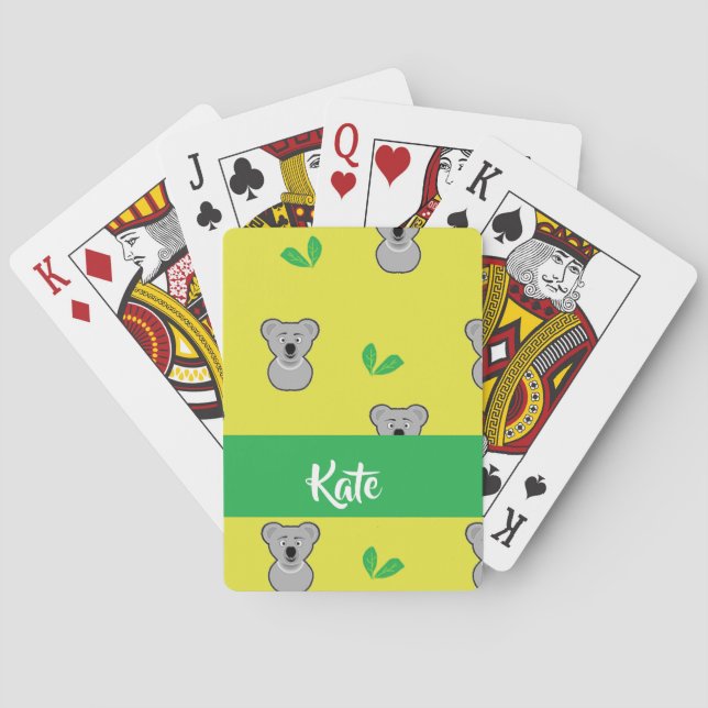 Koala björn gult mönster casinokort (Baksidan)