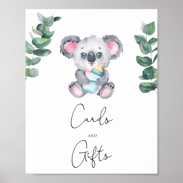 Koala Björn - kort och presenter baby shower Poster (Framsidan)