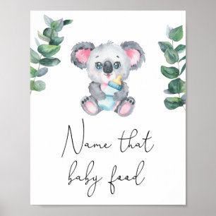 Koala björn - Namn, baby mat Poster