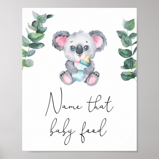 Koala björn - Namn, baby mat Poster (Framsidan)