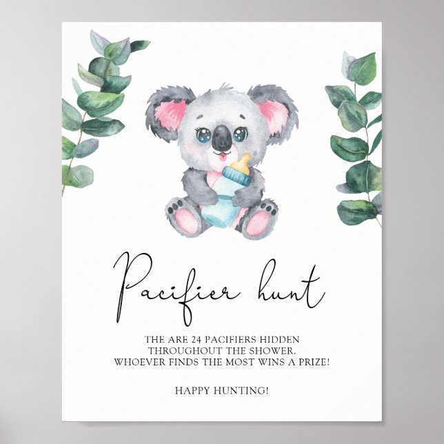 Koala Björn - nappjakt bebisshowerlek Poster (Framsidan)