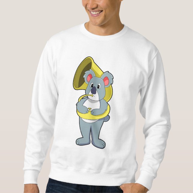 Koala björn på Music med Saxophone.PNG Lång Ärmad Tröja (Framsida)