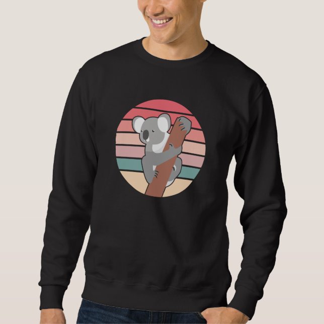 Koala Björn Retro Lång Ärmad Tröja (Framsida)