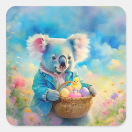 Koala-björn som har basket i Påskäggen Fyrkantigt Klistermärke