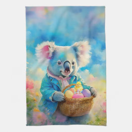 Koala-björn som har basket i Påskäggen Kökshandduk