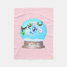 Koala björn söt snö globe rosa blue