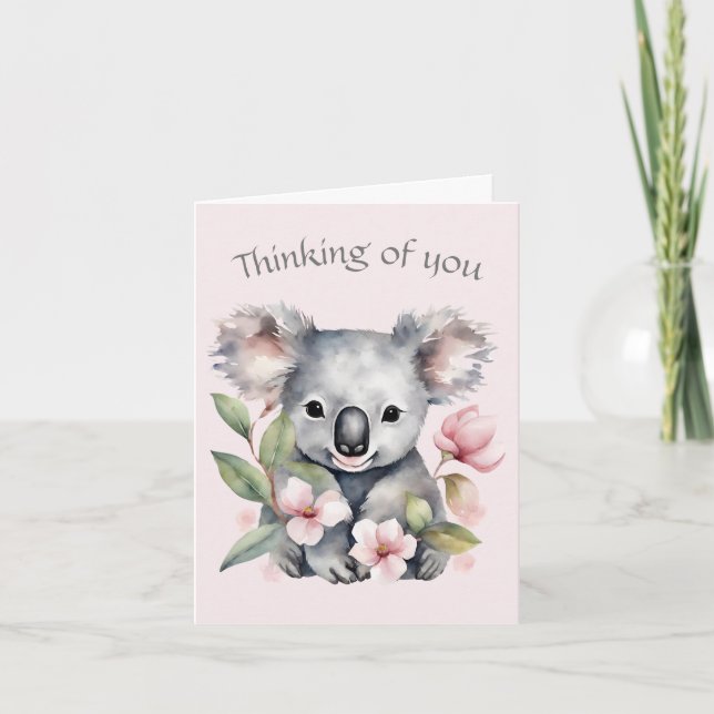 Koala Björn Tänker På Dig Kort (Framsida)