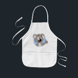 Koala björn tecknad barnförkläde<br><div class="desc">Apron med illustration av huvudet på en söt liten koala björn i blå cirkel på blå bakgrund,  söt vild djurdesign för barn av Maxi Harmony; underbar dekoration för ditt barns födelsedagsfest</div>