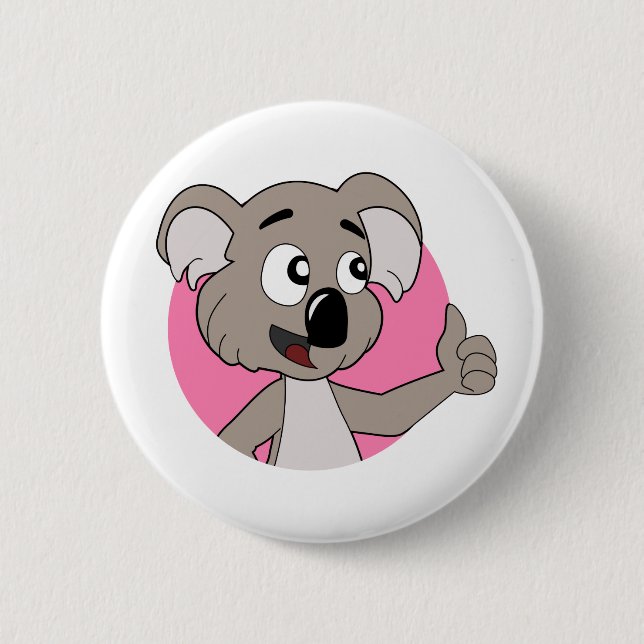 Koala björn tecknad Button Knapp (Framsida)
