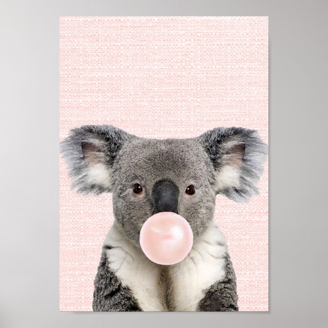 KOALA BJÖRN UPPBLÅST RÖS BUBBELGUMMI POSTER (Framsidan)