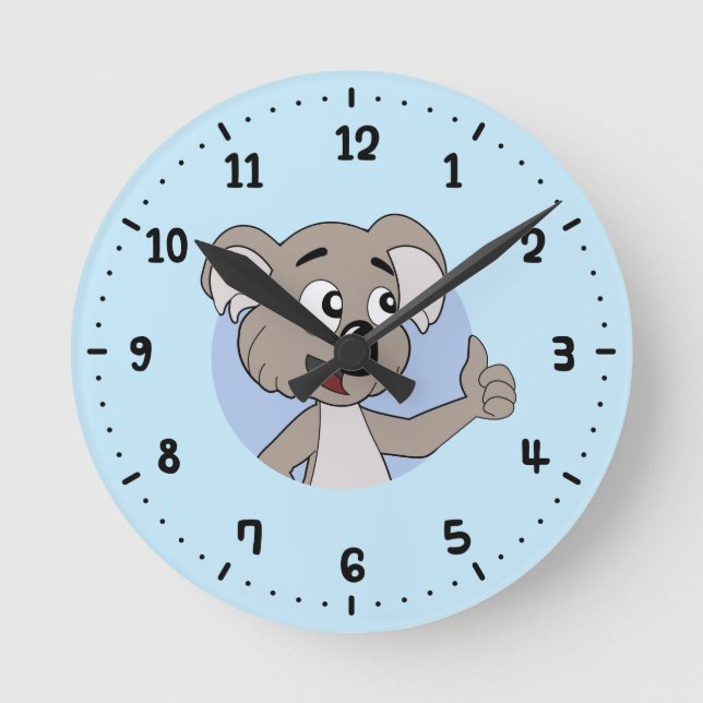 Koala-björnen tecknad dygnet runt rund klocka (Framsida)