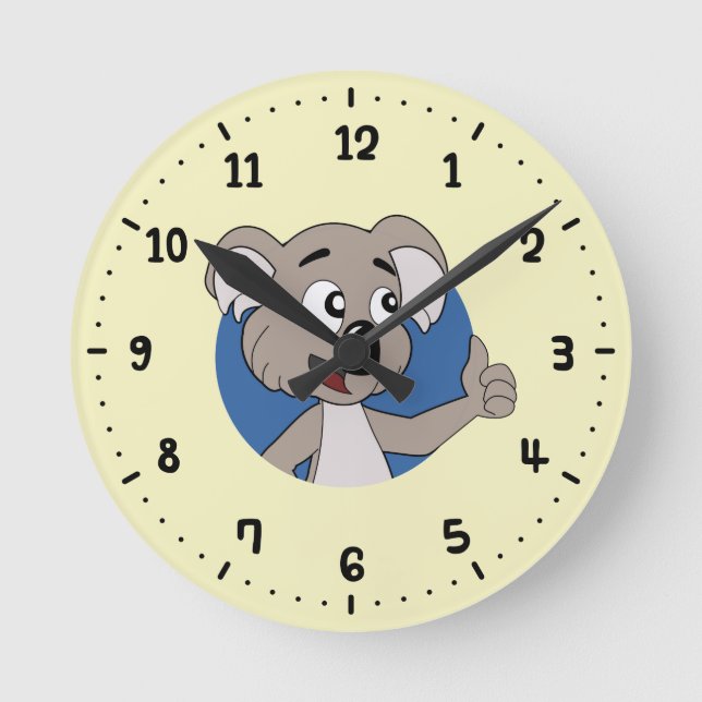 Koala-björnen tecknad dygnet runt rund klocka (Framsida)