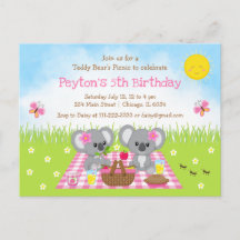 Koala Björnens Picknick Rosa Gingham Födelsedag