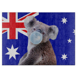 Koala blåser blå bubbelgum Australiens flagga