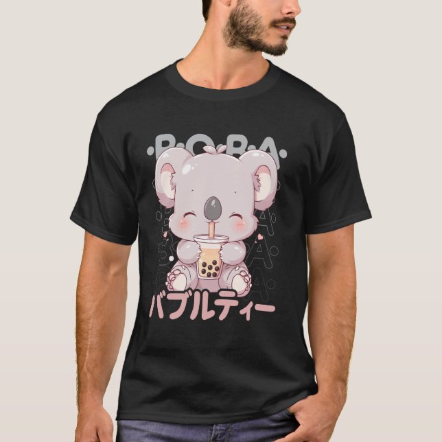 Koala Boba Tea Kawaii Bubble Tea Koala Anime Neko  T Shirt (Framsida)