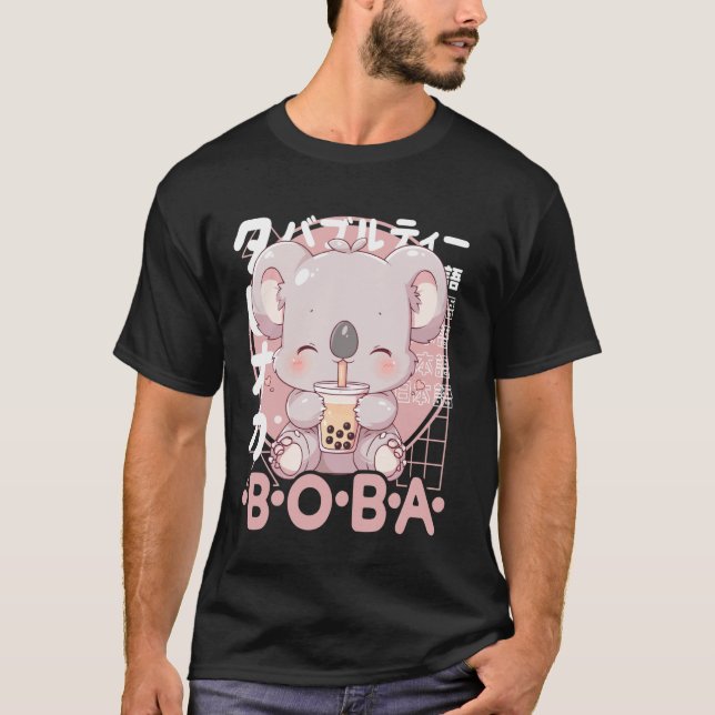 Koala Boba Tea Kawaii Bubble Tea Koala Anime Neko  T Shirt (Framsida)