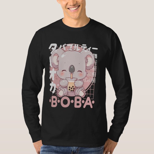 Koala Boba Tea Kawaii Bubble Tea Koala Anime Neko  T Shirt (Framsida)
