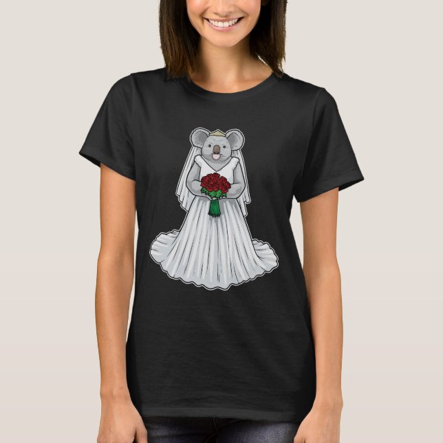 Koala Brud Ros Bröllop T Shirt (Framsida)