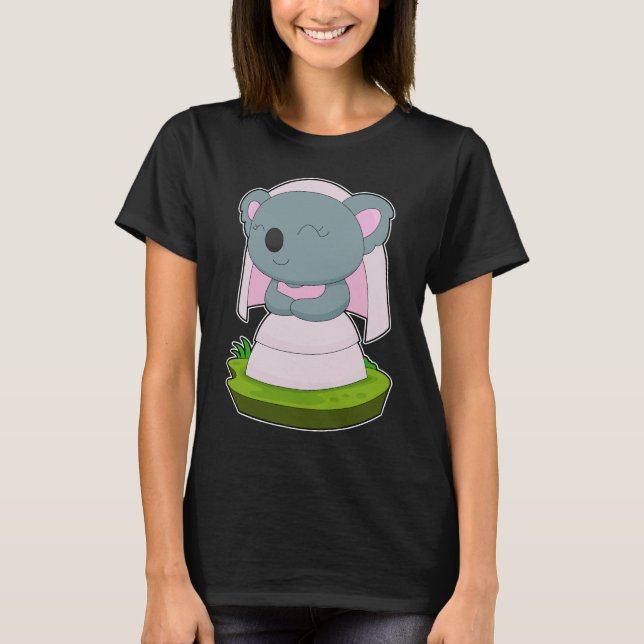 Koala Brudslöja Bröllop T Shirt (Framsida)