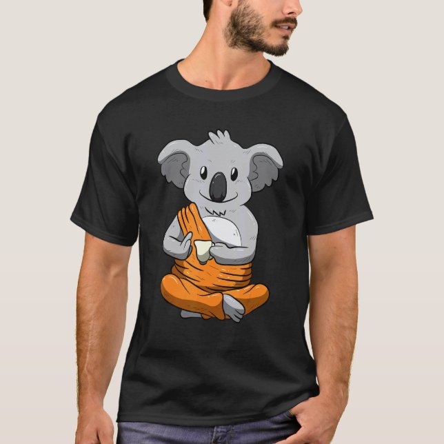 Koala Buddha Dricker Te Zen Yoga Meditation T Shirt (Framsida)