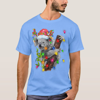 Koala Christmas Lights Funny Santa Hat Merry Chris T Shirt