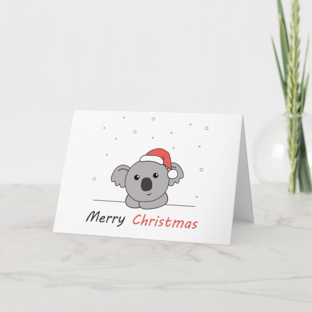 Koala Christmas Snow Winter Animals Koalas Coffee  Helgkort (Framsida)