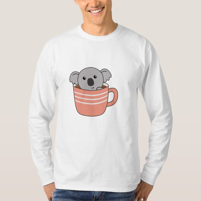 Koala Coffee Coffee Kopp Cute Animals Koalas T Shirt (Framsida)