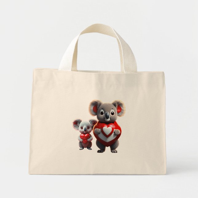 Koala Cuddle: Tiny Tote" Mini Tygkasse (Framsidan)