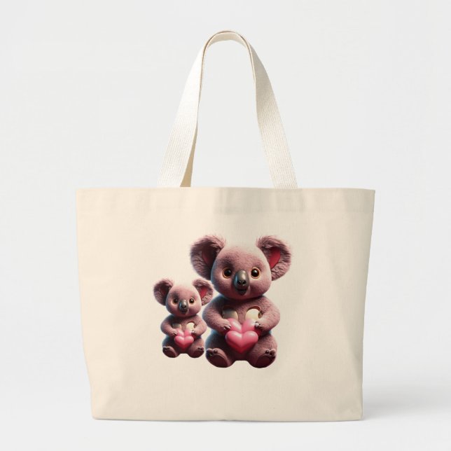 Koala Cuddles: Jumbo Tote Bag Tygkasse (Framsidan)