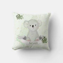 Koala Cute Baby djur Grönt Gum Löv Nursery Kudde