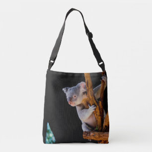 Koala Cute i Träd-Grått Axelväska