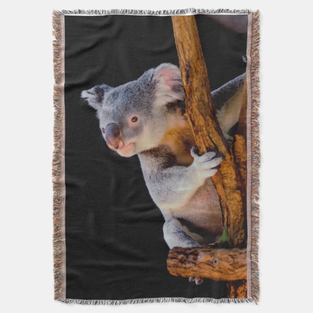 Koala Cute i Träd Grått Filt (Framsidan Vertikal)