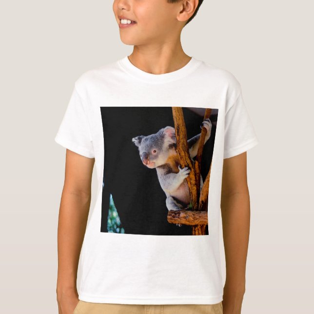 Koala Cute i Träd Grått T Shirt (Framsida)