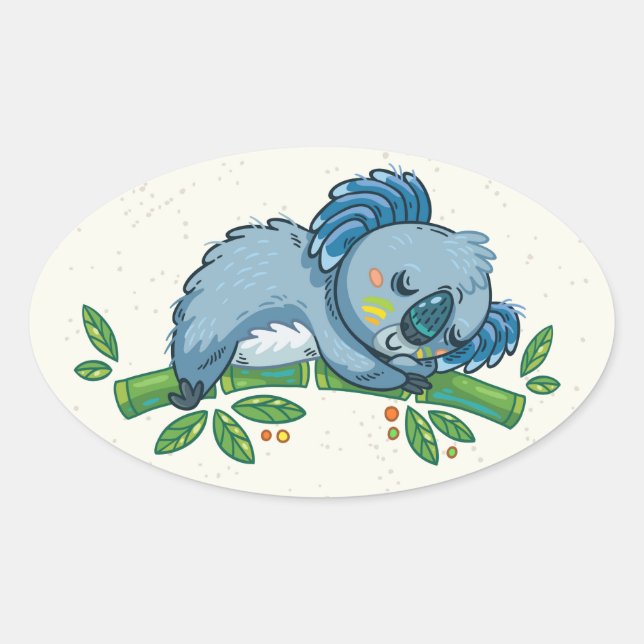 Koala Cuties Ovalt Klistermärke (Framsida)