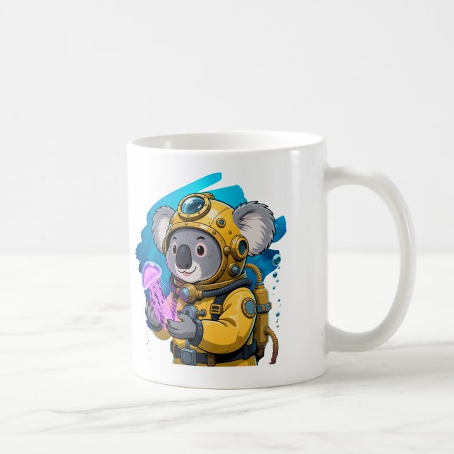 Koala Djuphavsdykar Söt Tecknad Utforskare Kaffemugg (Höger)