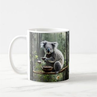 Koala dricker te i träd kaffemugg