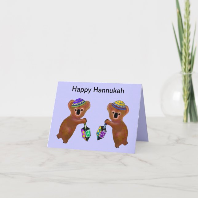 Koala Driedel Hannukah Card Helgkort (Framsida)