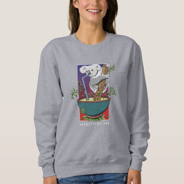 Koala Drinking eucalyptus tea Sweatshirt T Shirt (Framsida)