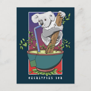 Koala Drinking eucalyptus tea Vykort