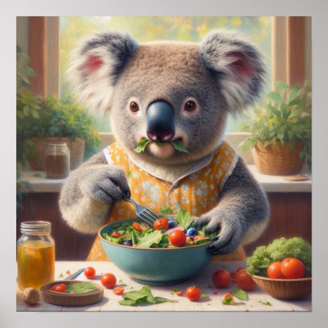 Koala Eating Salad Poster (Framsidan)